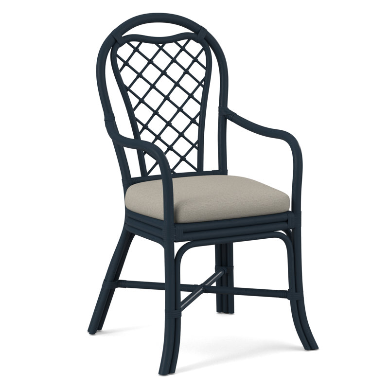 Trellis Dining Arm Chair, White Performance Fabric; 0851-94, Nickel