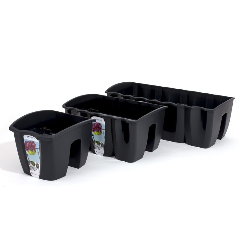 Railing Planter, 20,1cm H x 27.8cm W x 24.2cm D, Black