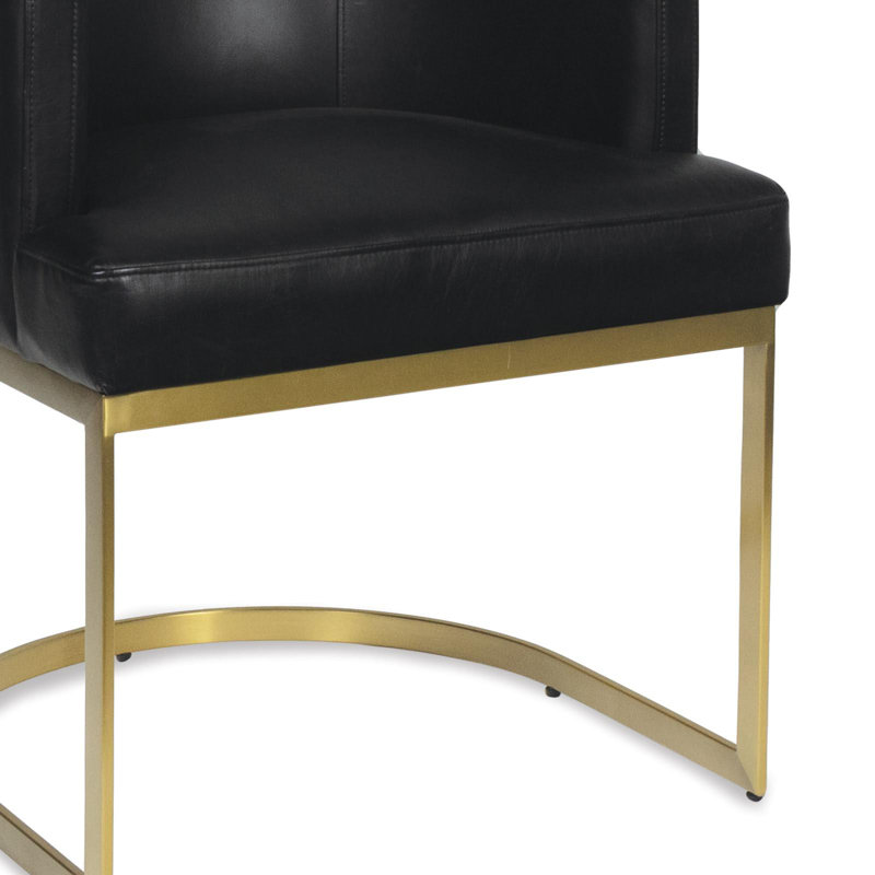 Owen Leather Dining Chair (Modern Black), Black