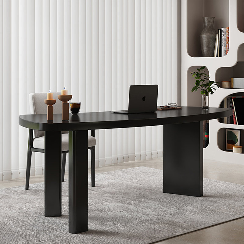 Black Free form Solid Wood Writing desk, 29.53"H*62.99"W*27.56"D