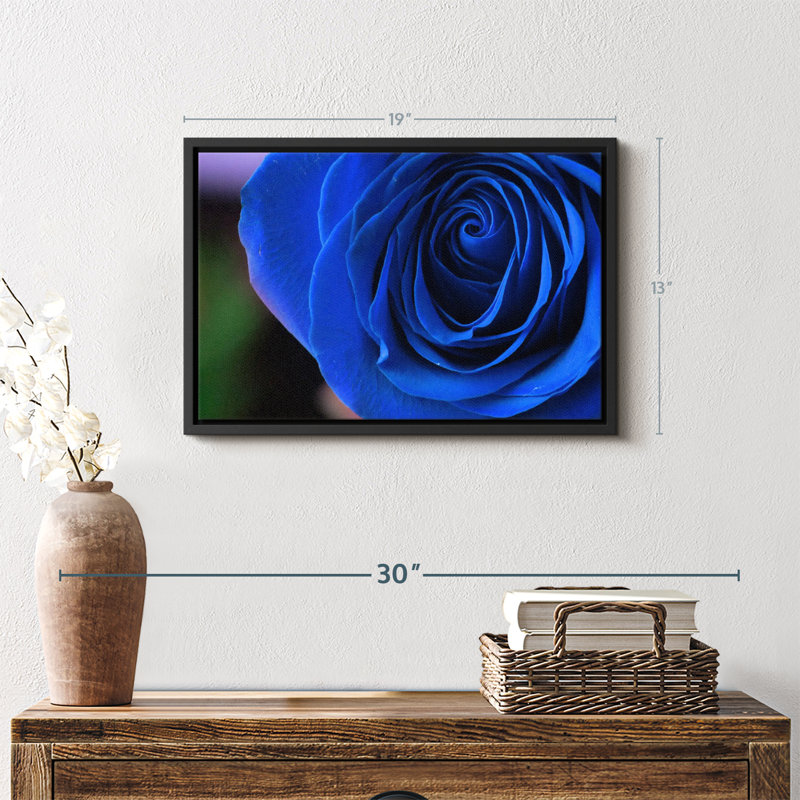 Floral et botanique «Blue Rose Shrub Wall Art», H 13 po x l 19 po