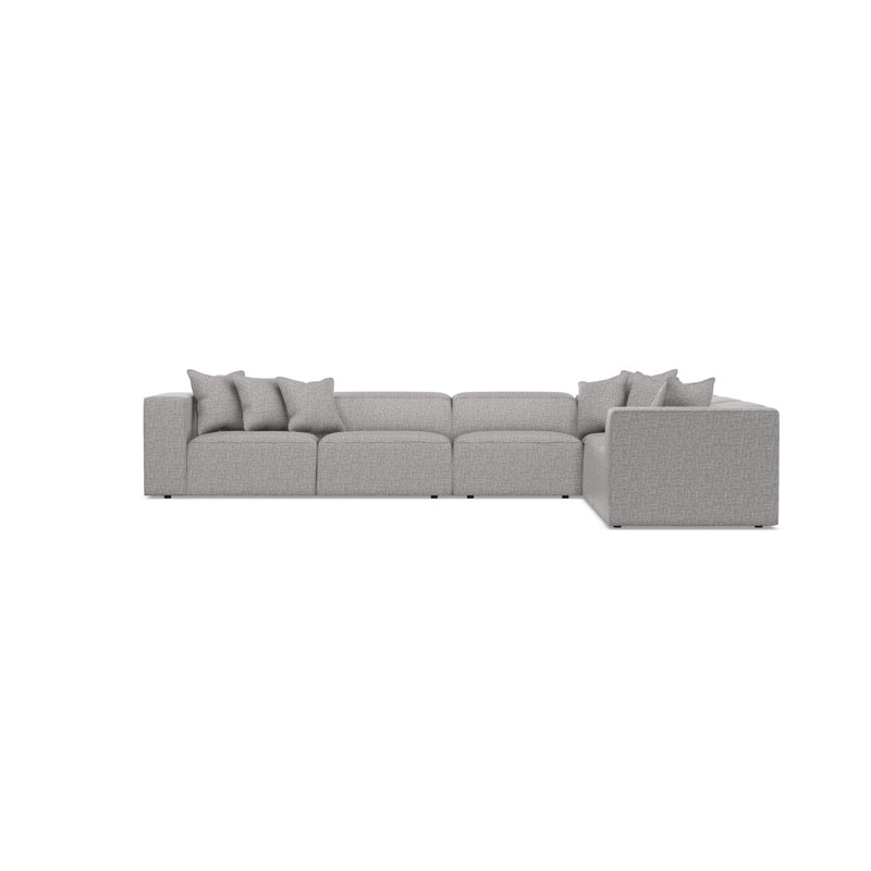 Bernhardt Bliss 4-Piece Fabric Sectional, Gray Polyester, 28" H x 160.5" W x 123.5" D