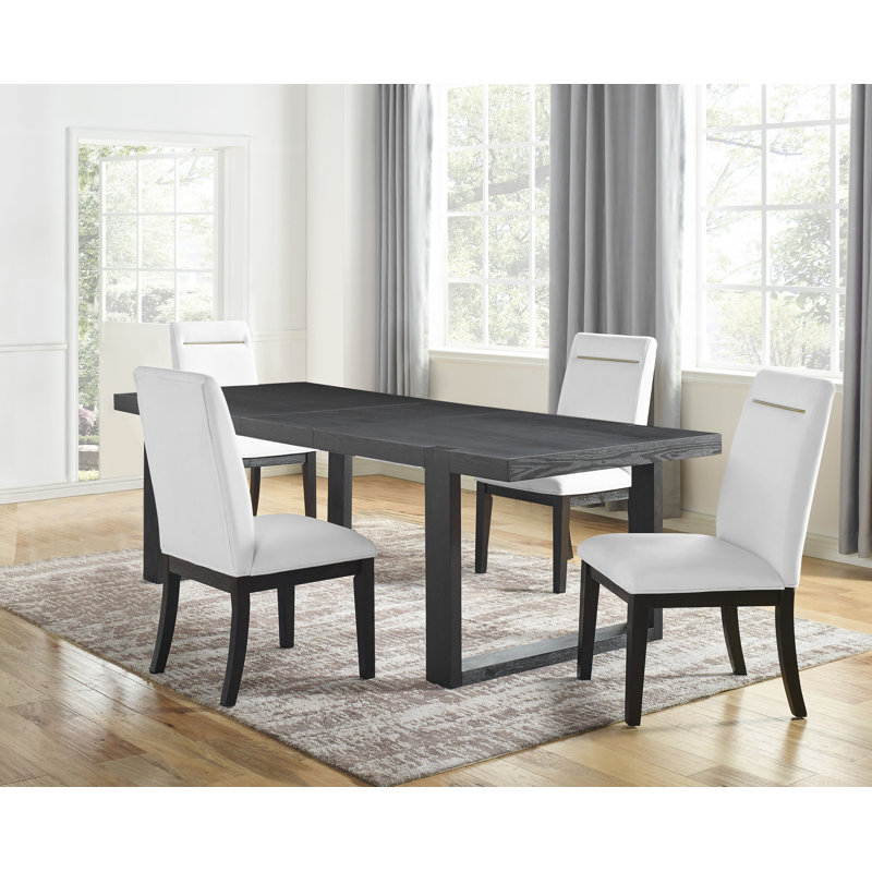 Donny Extendable Dining Set, White, 5 Pieces: Table, 4 Chairs