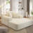 Luxurious Plush Corduroy Chaise Lounge with 3 Pillows, Convertible Sofa Bed with Storage Pocket, Frameless Design & Compression Foam for Small Spaces, Living Room, Apartment-1094824140