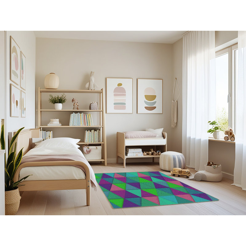 Tapis bleu/vert/rose, Rectangle 4 pi x 6 pi