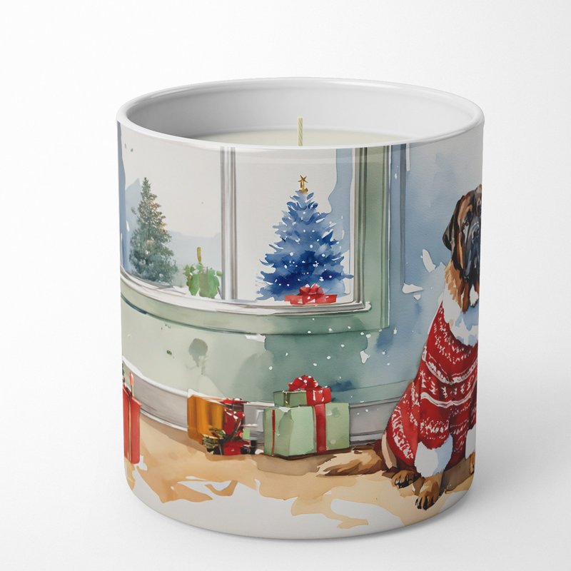 Bougie de Noël parfumée avec support en céramique