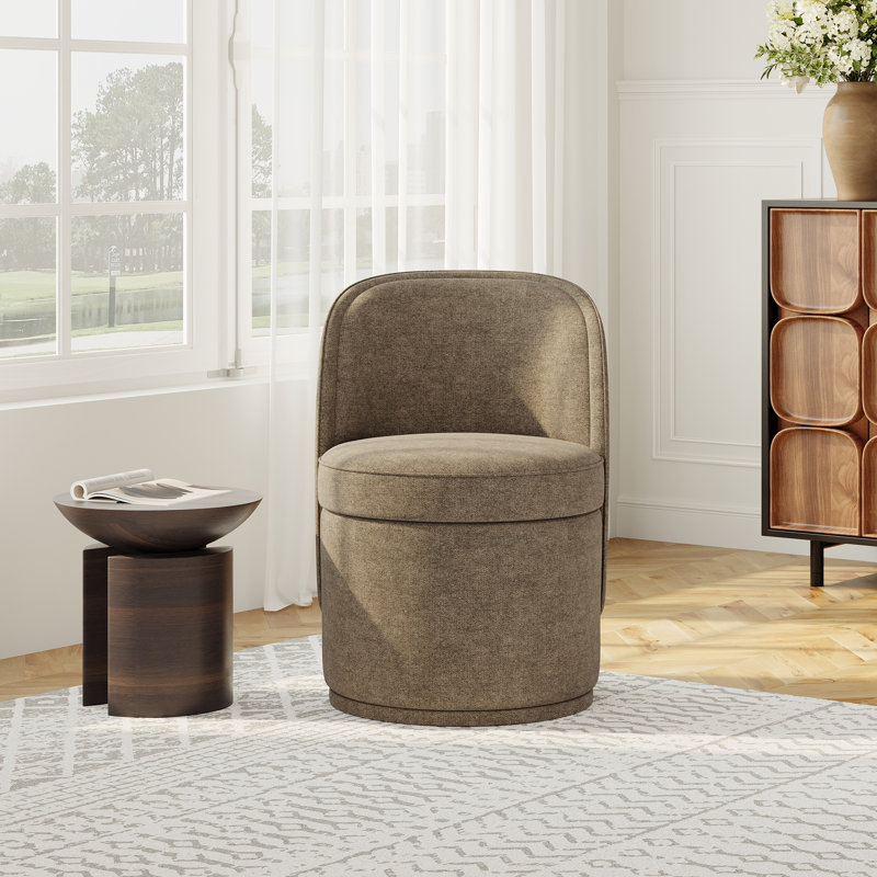Petit fauteuil d'appoint pivotant avec rangement petit tonneau, sans assemblage, Brun