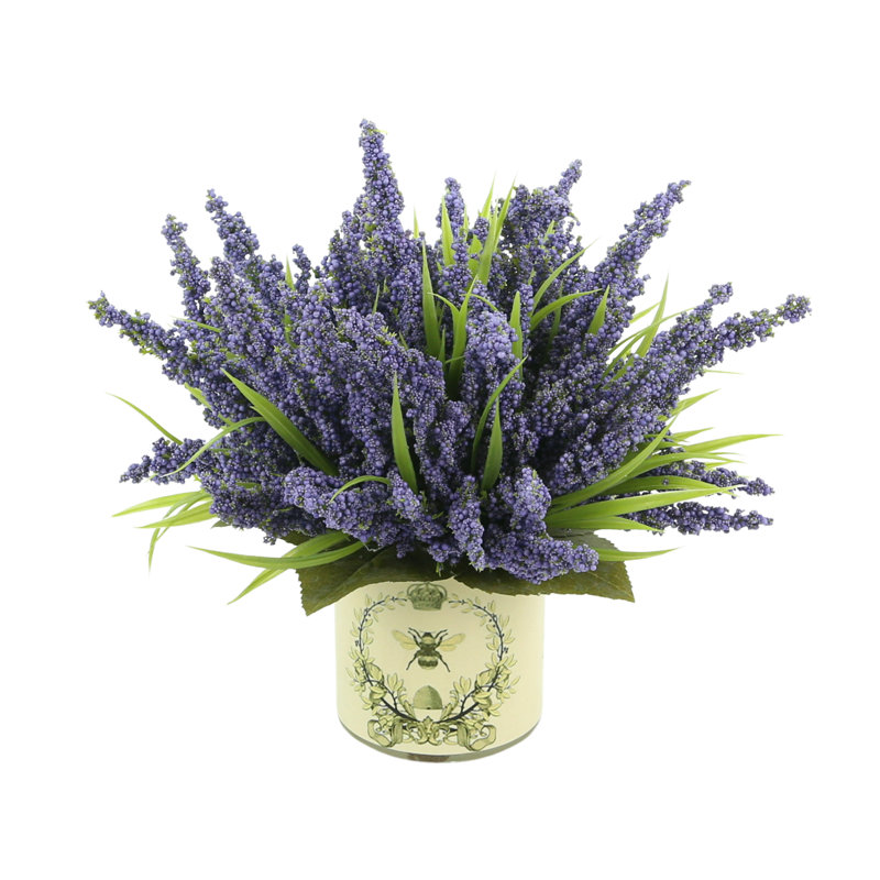 Spring Additions Lavender Heather in Decoupage Pot