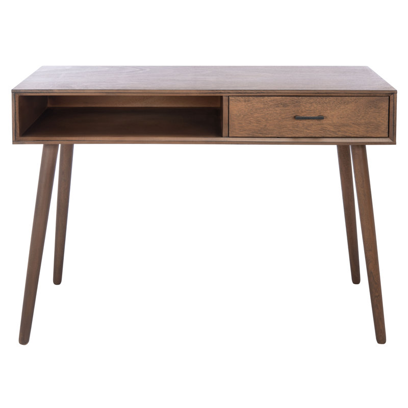 Modern Fogg Writing Desk -Stylish Rustic Office 42" Desk with Storage Drawer & Shelf for Home Office, Brown