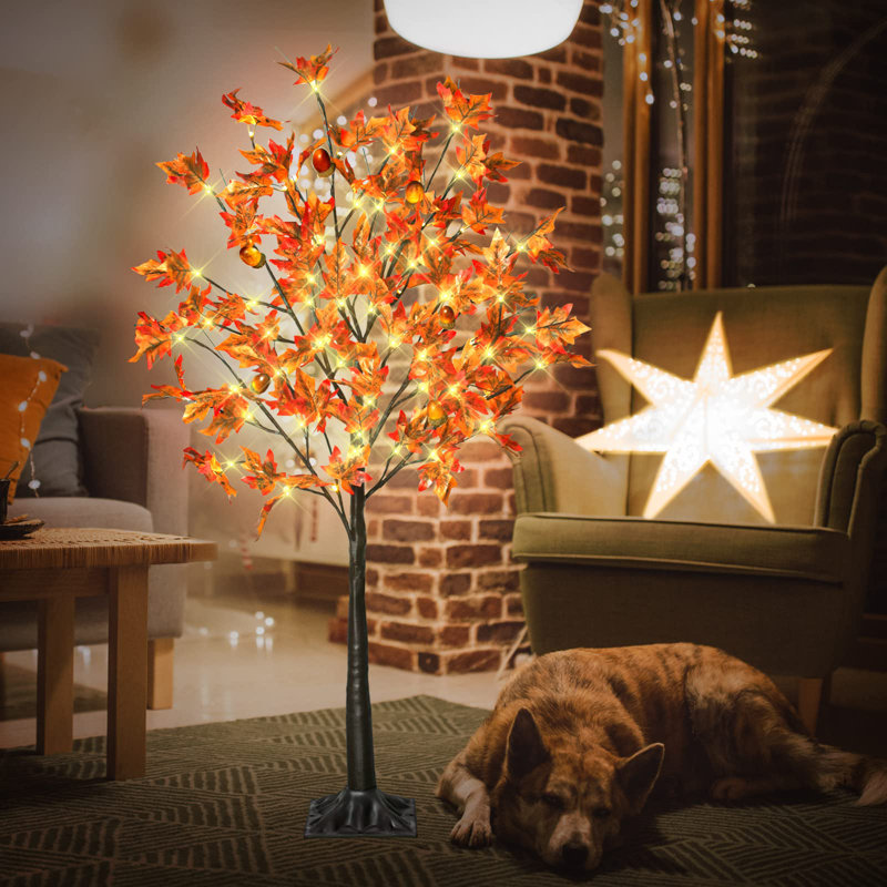 4FT 60LED Lighted Maple Tree,Decor Artificial Tree