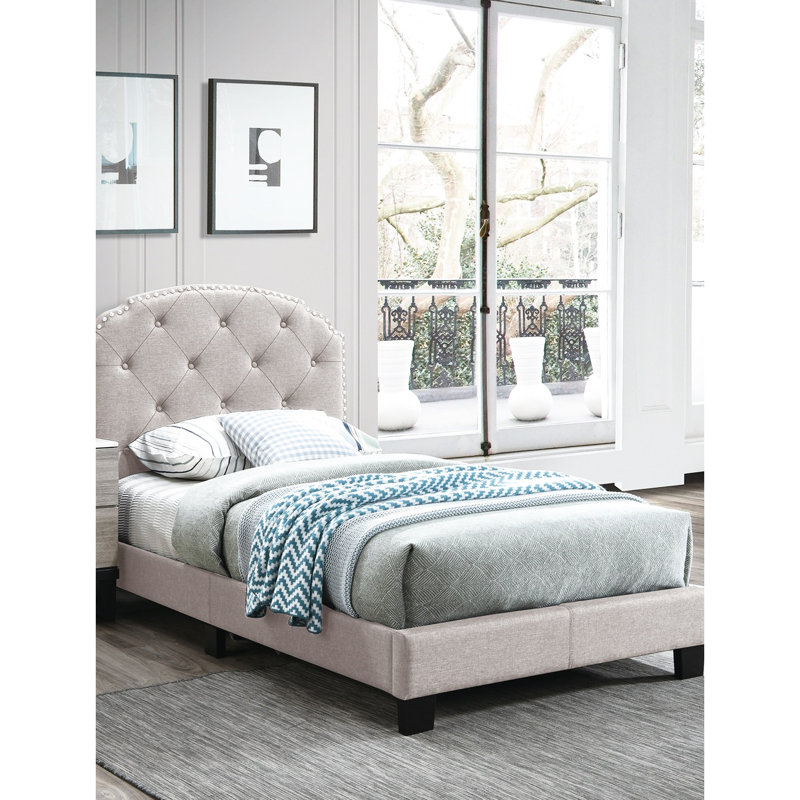 Cadre de lit simple de taille européenne avec toile de jute brune, tête de lit et pieds de support en toile de jute, pour chambre à coucher