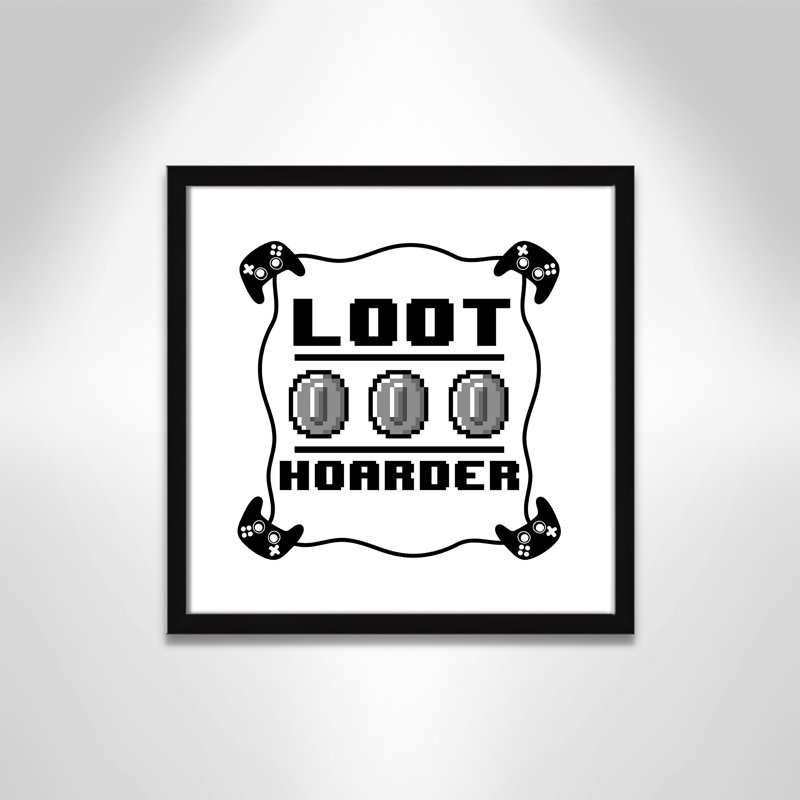 Impression sur papier Loot Hoarder Kids, H 17 po x l 17 po x P 1,19 po, Encadré de boîte noir