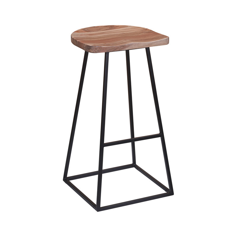 Tabouret de bar 17 po en bois massif 17 étages Evis, blanc, Brun clair, Tabouret de bar (siège d'une hauteur de 30 po)