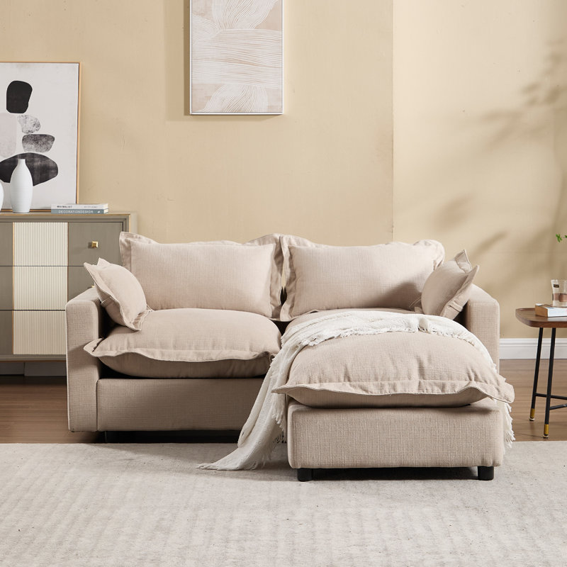 Upholstered Cloud Sofa&Couch With Ottoman