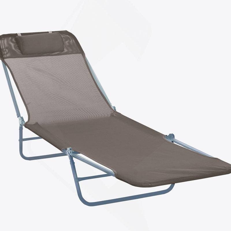 Outsunny Folding Chaise Lounge Chair, Pool Sun Tanning Chair, Outdoor Lounge Chair With 5-Position