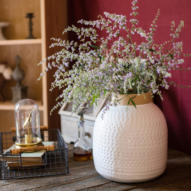 Vase de table en porcelaine blanche, H 12,2 po x l 10,24 po x P 10,24 po