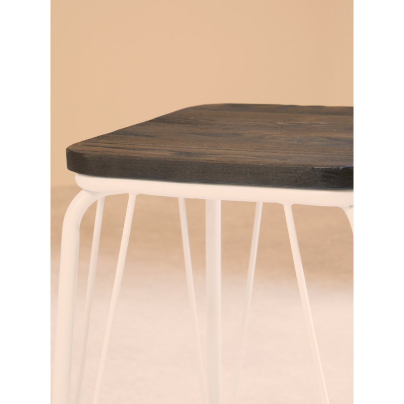 Arneson Metal Accent Stool, White/Brown