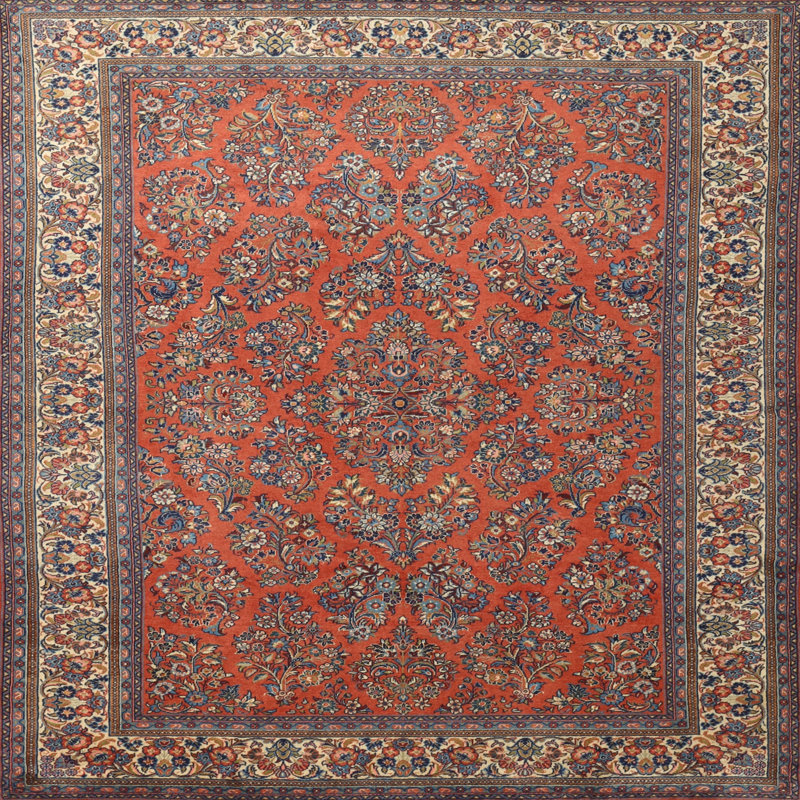 Tapis mauve/orange traditionnel Joannie, Carré 4 pi