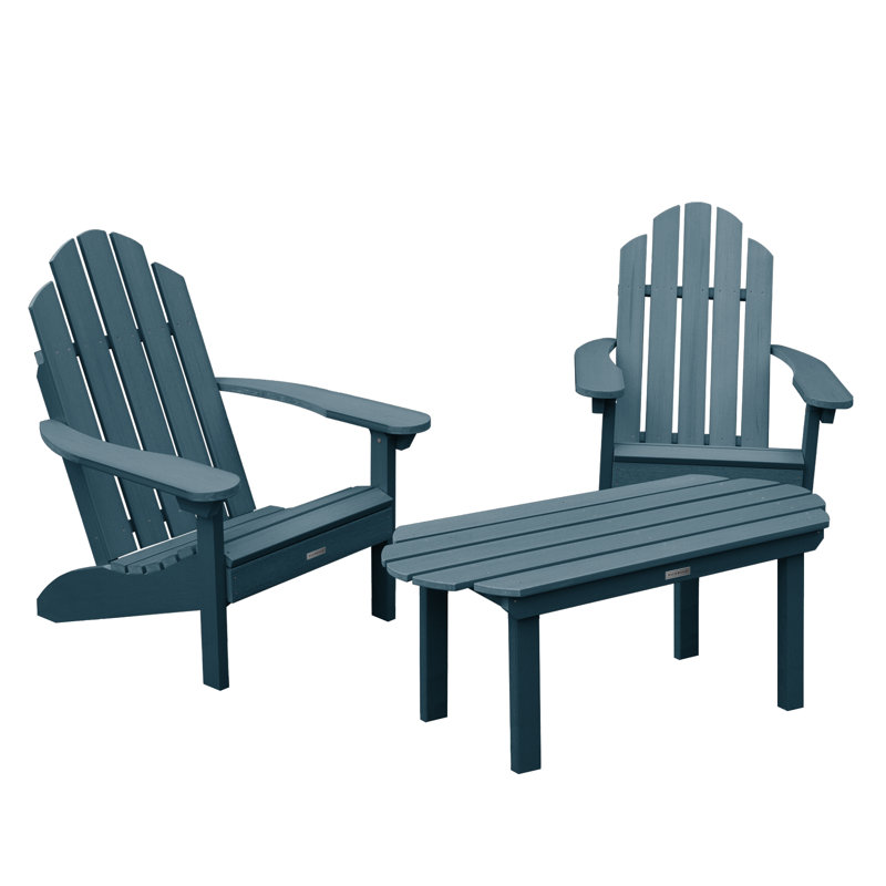 Chaise Adirondack en plastique avec table Anette, Bleu Nantucket