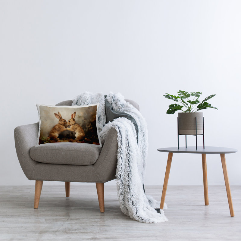 Ensemble de coussins décoratifs Bunny Boxing Duo par Petal Prints Design