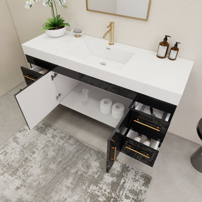 59" Wall-Mounted Single Bathroom Vanity Set