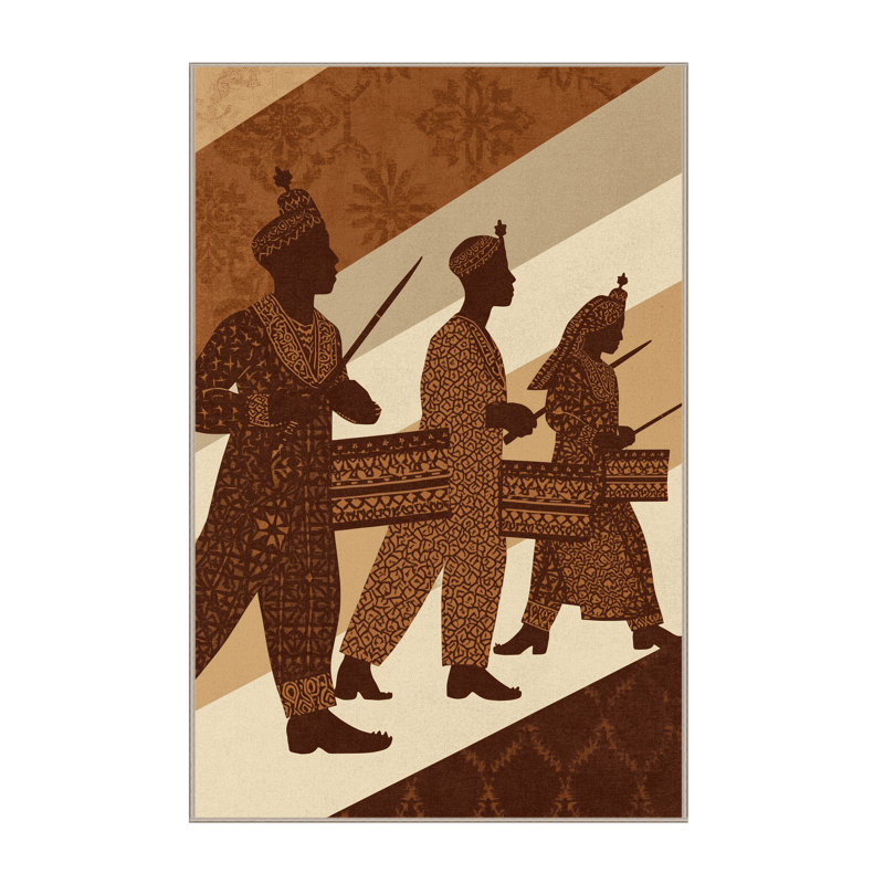 Tapis marocain d'inspiration mondiale Osnas Parade Drummers, 5 x 7