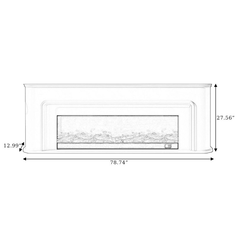 Black Solid Wood TV Cabinet Fireplace, Black