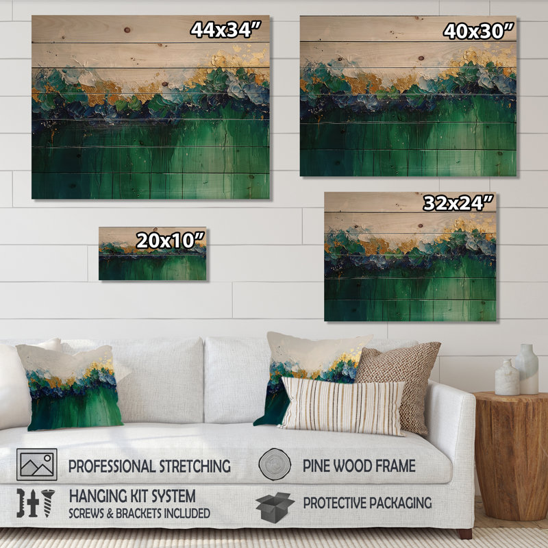 Néo expressionnisme de fleurs de bruine rythmiques III - art néo-expressionniste en bois, H 30 po x l 40 po x P 0,78 po