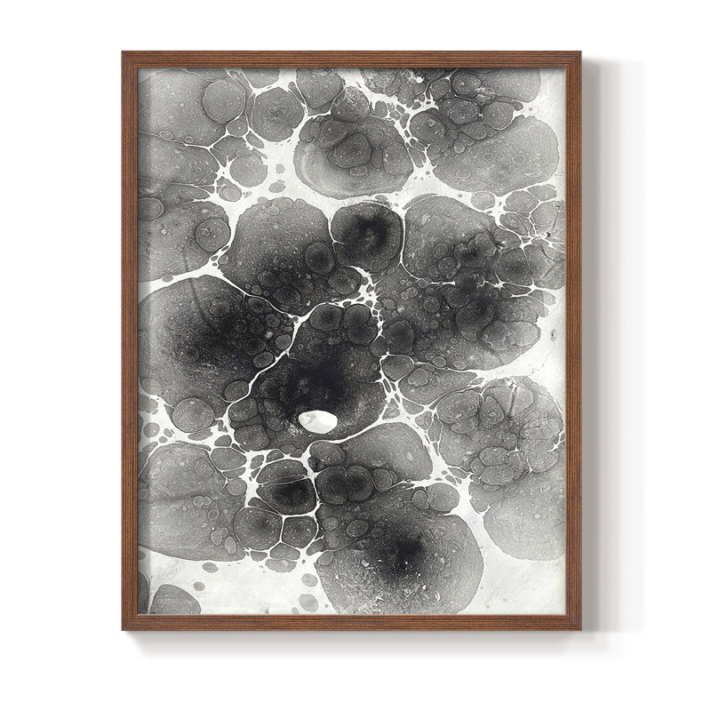 Marbling XIV Framed Print - Solid Wood, Walnut, 15" H x 12" W