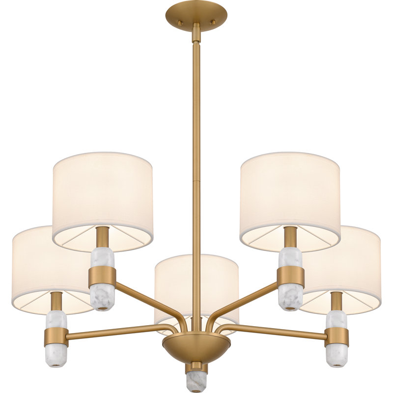 Sirenuse 5-Light Brushed Weathered Brass Chandelier