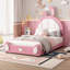 Lit plateforme simple tapissier avec tête de lit en forme de lapin-1274848090