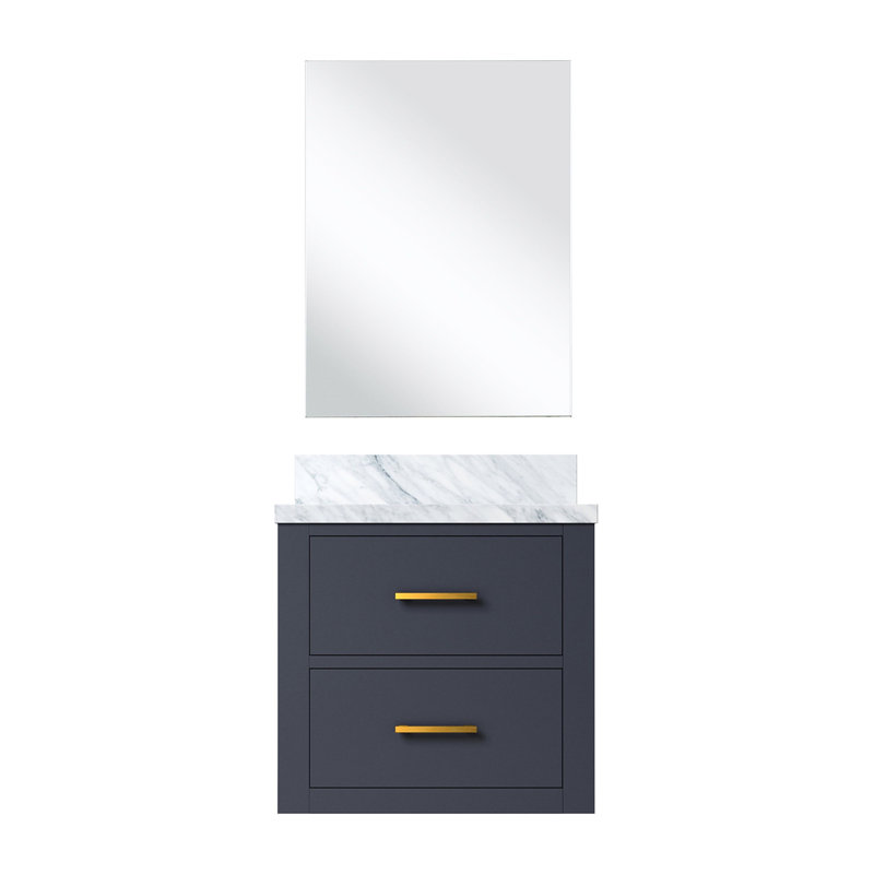 18 po Miroir inclus avec meuble-lavabo bleu avec comptoir en acrylique - fermeture en douceur et panneaux de contreplaqué