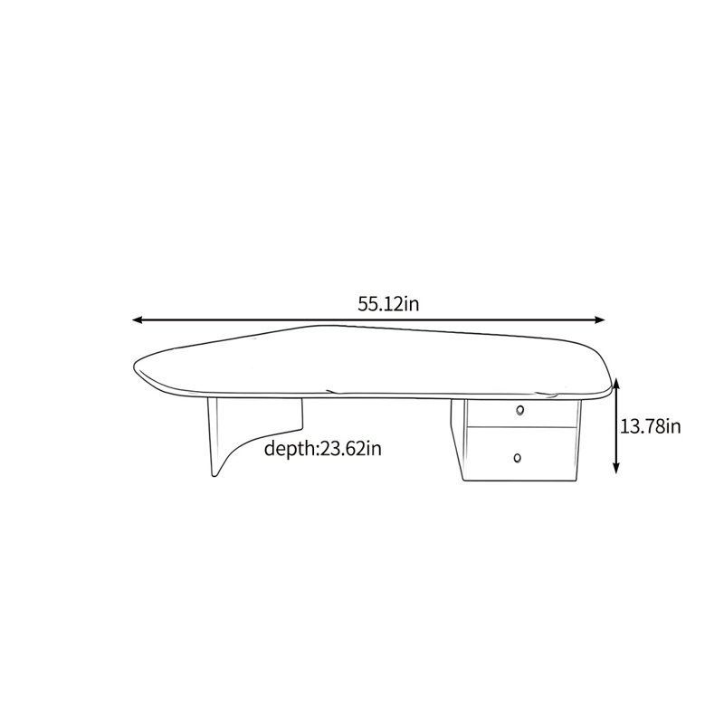 Irregular aesthetic coffee table, Black, 13.78" H x 55.12" L x 23.62" D
