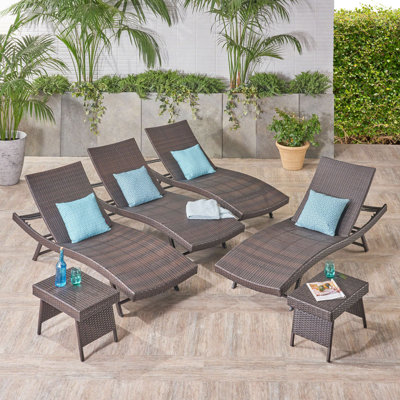 Aldiana Reclining Chaise Lounge Set with Table by Ebern Designs