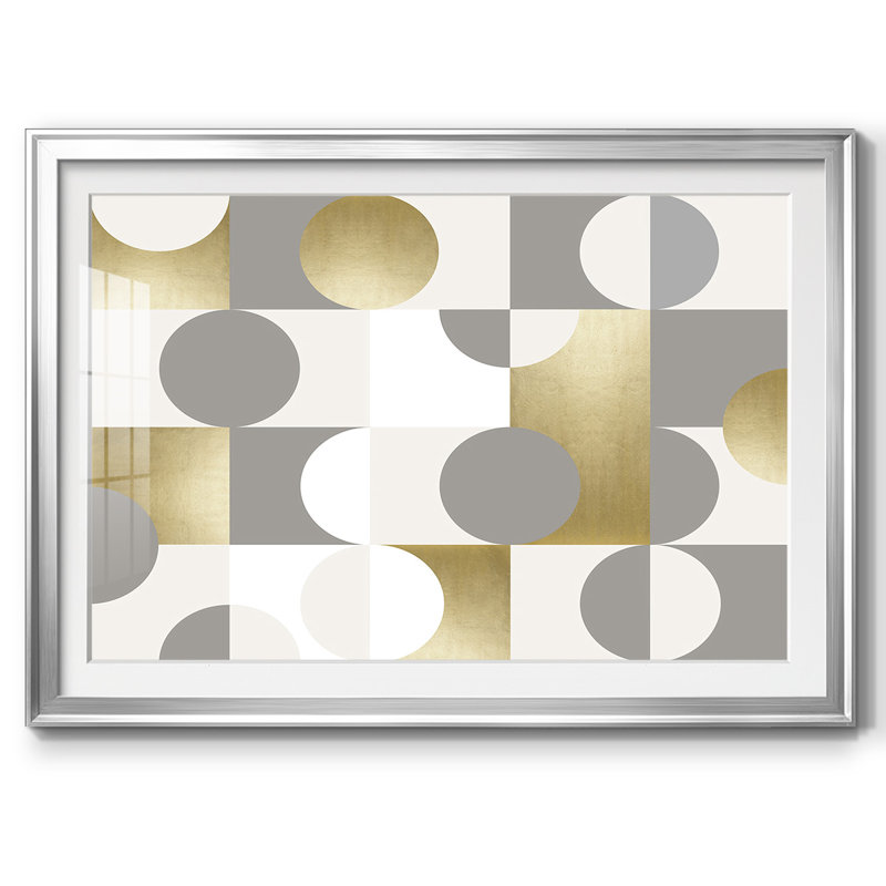 Modern Gold Reflections-FramedFramed Print W Beveled Matt and Glass, Argent, H 15 po x l 21 po x P 1,5 po