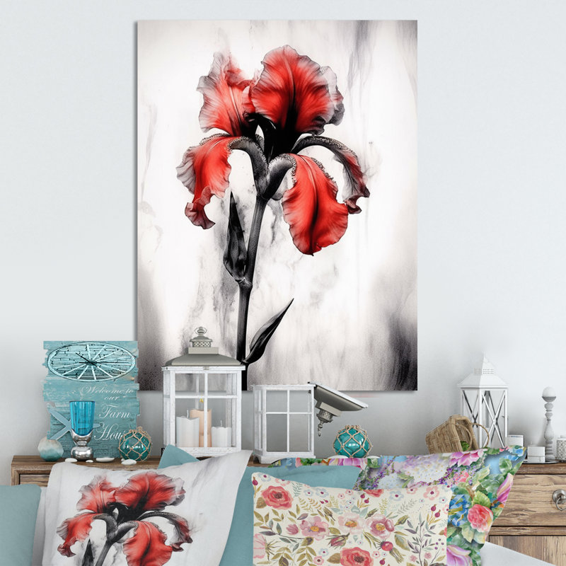 " Red Black Iris Petal I ", 20" H x 12" W x 1" D
