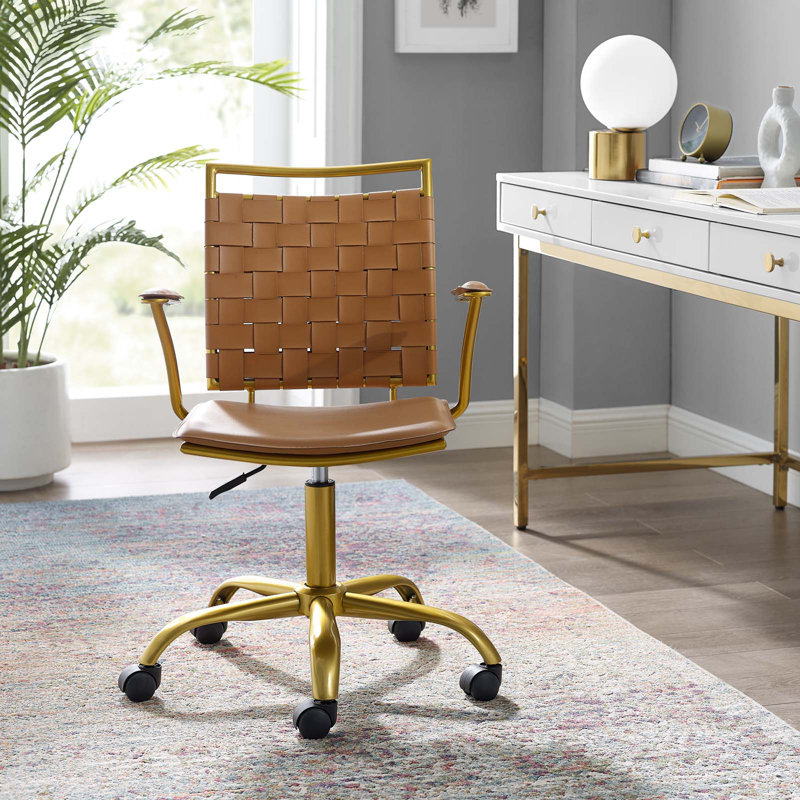 Chaise de bureau en similicuir Fuse, Brun clair