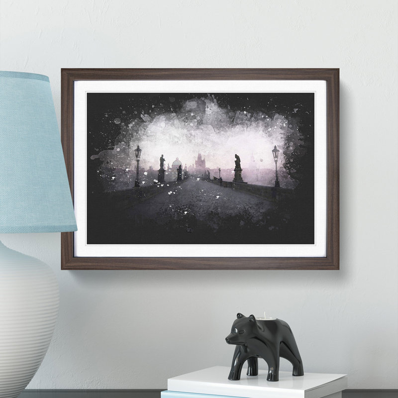 Charles Bridge in Prague - Framed Print, Walnut Framed, 62cm H x 87cm W x 2cm D