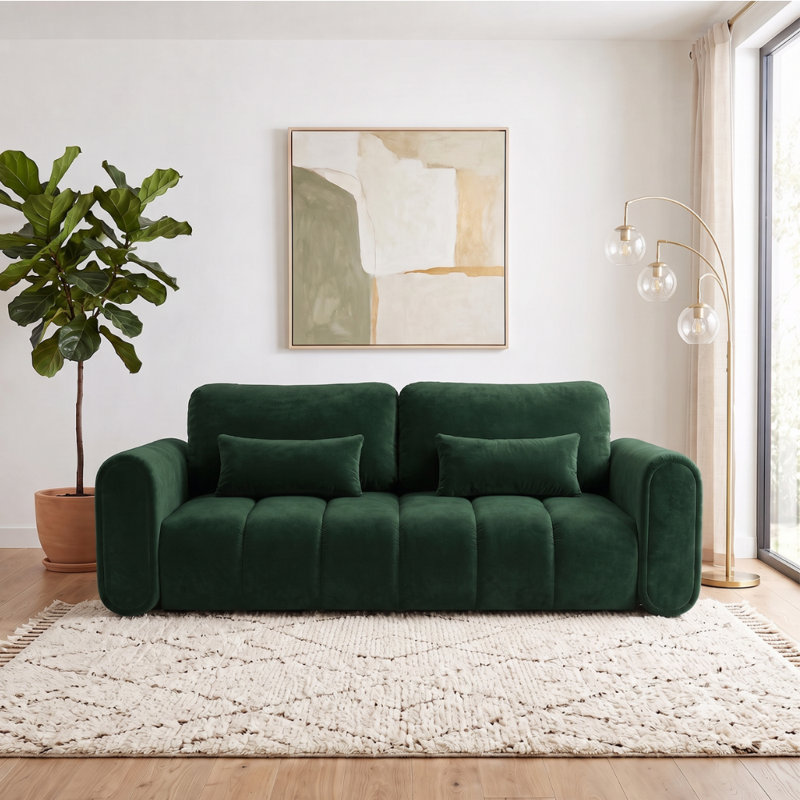 3 Seater Sofa Bed with Cushions, Dark green RIVIERA 38