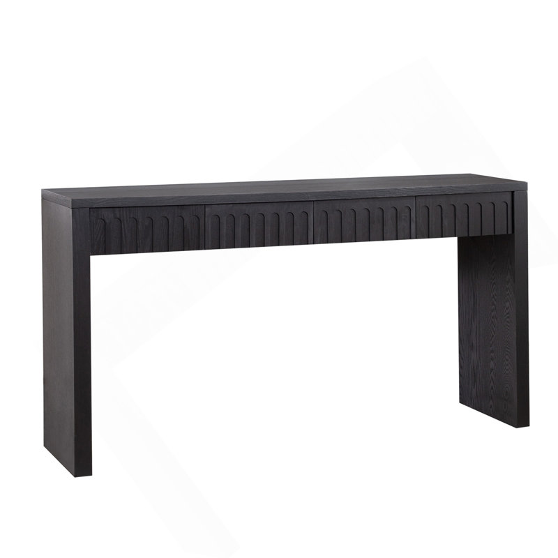 Console moderne noire à 4 tiroirs - Table d'entrée avec rangement 59,2 po