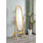 59.25" Tall Standing Wooden Floor Mirror With Natural Finish, Oval Shape-1796840328