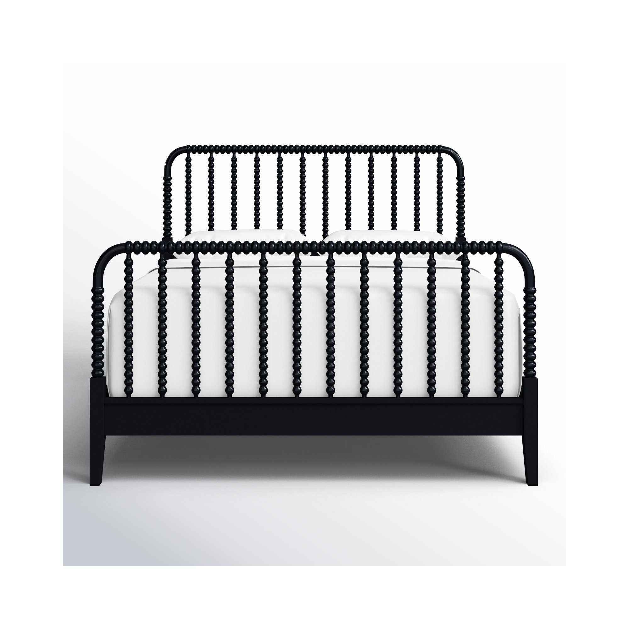 Louisa Solid Wood Spindle Bed, Black, Queen