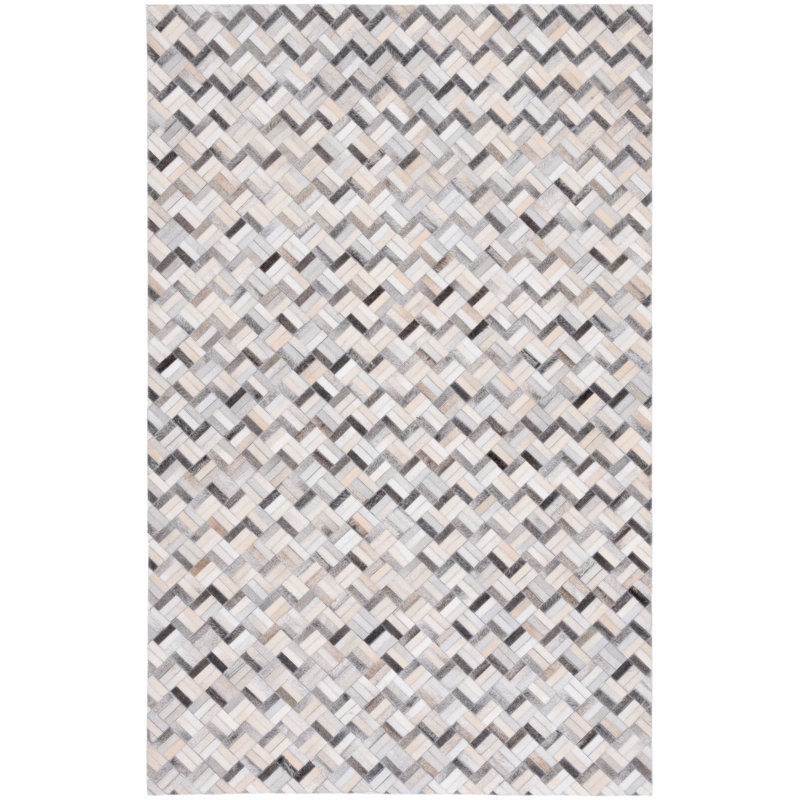 Tapis à chevrons en cuir Studio, Rectangle 5 pi x 8 pi