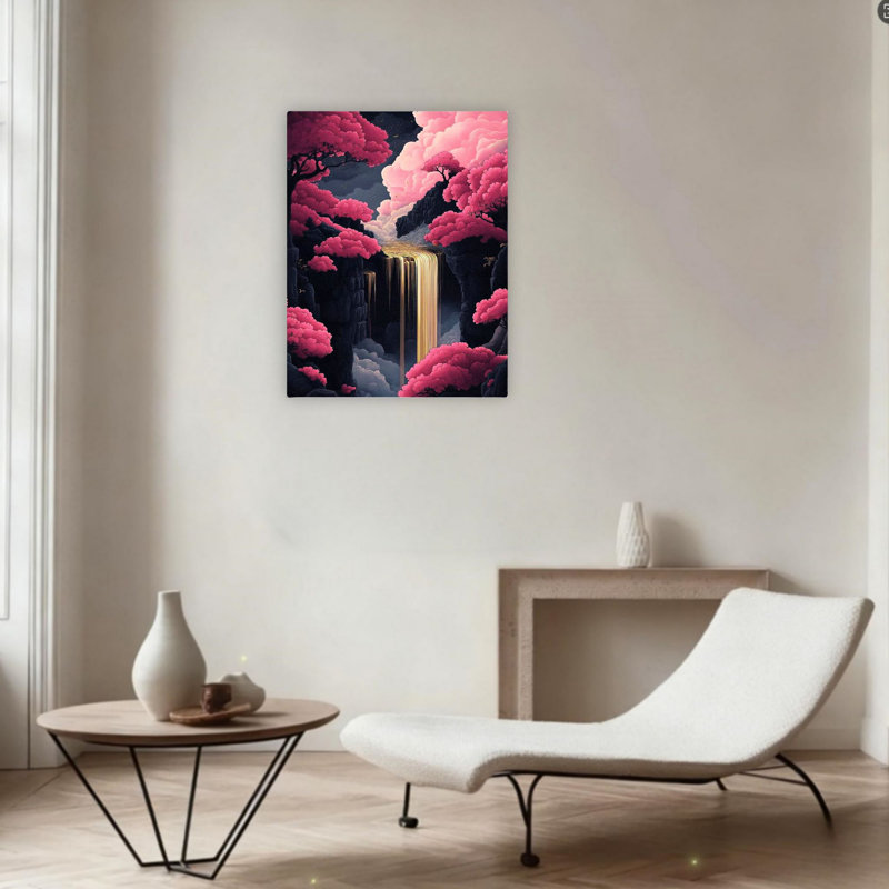 Waterfall Landscape Unframed Canvas Wall Art  24" X 36"