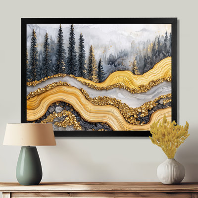 Graelynn, courant de cristal dans la rivière Golden Forest - forêt, art mural