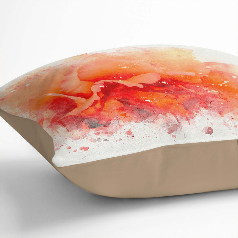 Floral Square Throw Cushion, 55cm H x 55cm W x 20cm D, Stone