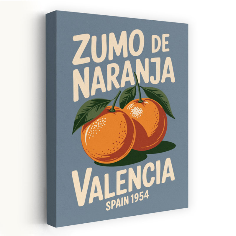 «Valencia Orange Juice Classic Organic Retro Fruit Summer», art mural, H 18 po x l 12 po
