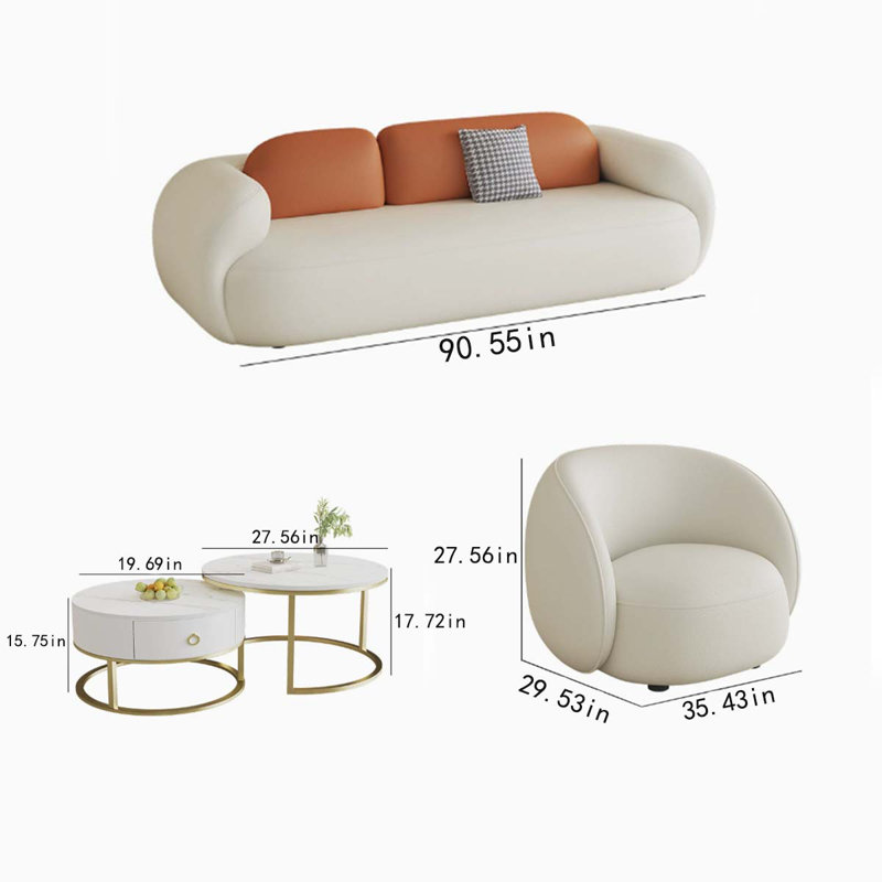 Combinaison de table basse blanche et orange