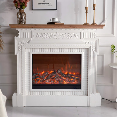 Chaufferette électrique décorative 48,81 "avec fausse flamme DEL réaliste
