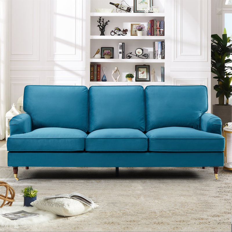 Gorby Velvet Sofa, Teal, 3